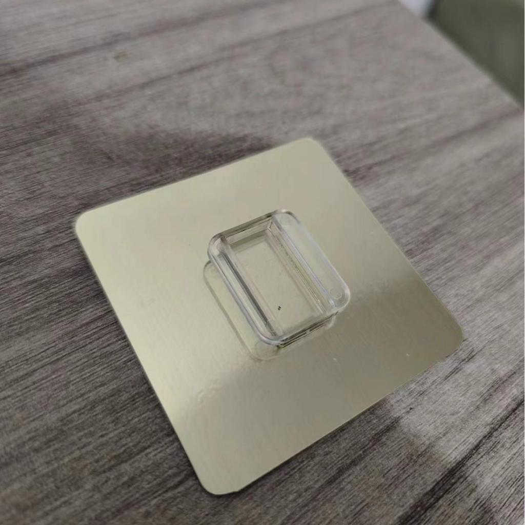 Multi-layer Adhesive Wall-Mount Storage Rack with Transparent Hooks for Bathroom