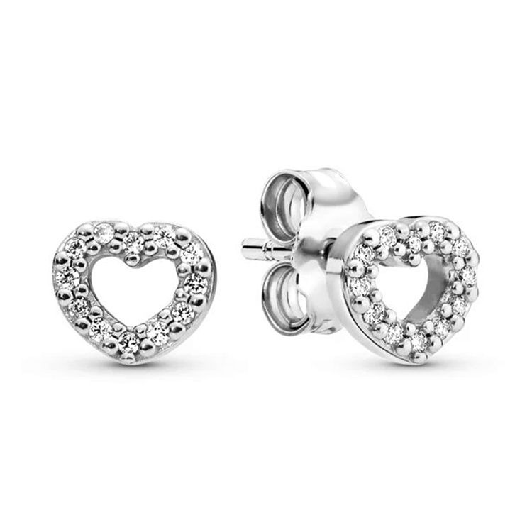 Pandora Wins Hearts 925 Silver Cubic Zirconia Earrings Women earrings 290528CZ Box,Silver