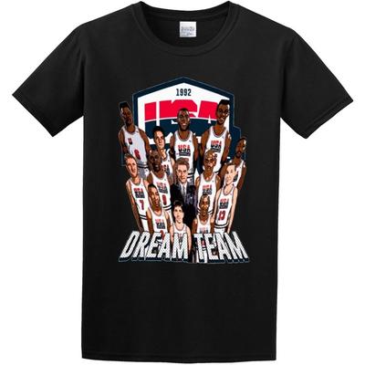 XINYIFENG 1992 USA Basketball Dream Teams Gold Fan VTG Style T-Shirt Black