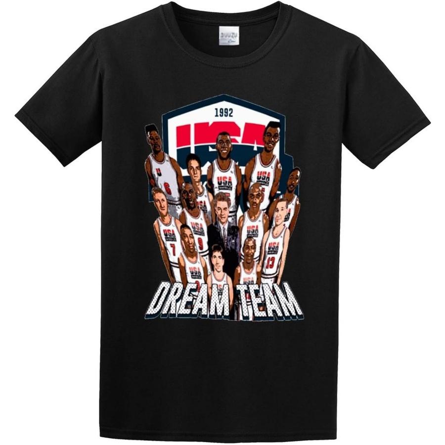 XINYIFENG 1992 США Баскетбольные Команды Мечты Золотая Вентилятор VTG Стиль Футболка Черная XXXXXL разноцветный