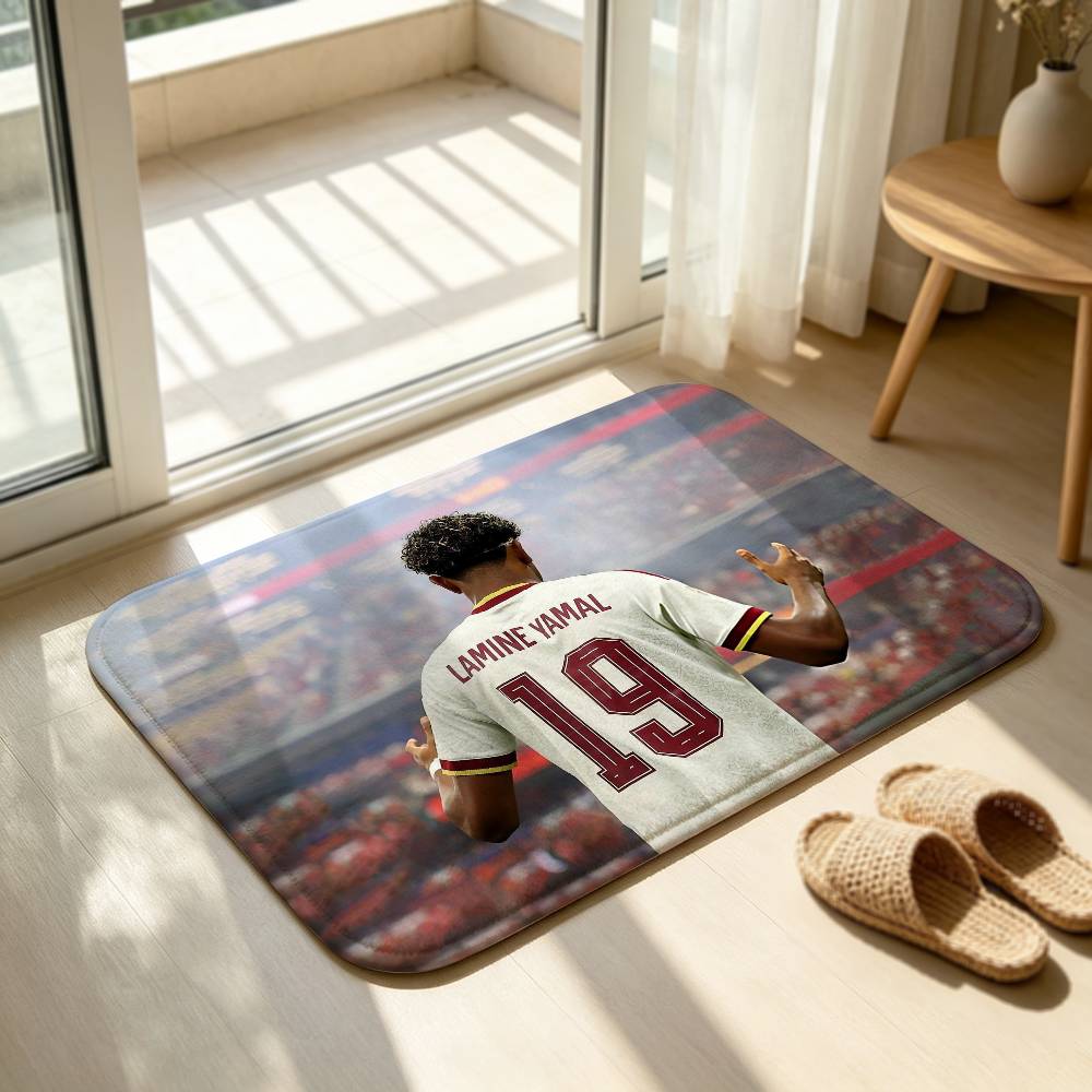 L-Lamine Yamal 19 Wonderkid Soft Comfortable Short Plush Rug Carpet mat Anti‑Slip Floor Mat Machine Washable Home Decor