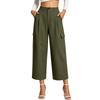 Women's Color Casual Trousers with Cotton Pockets and Button Front Dress Pants