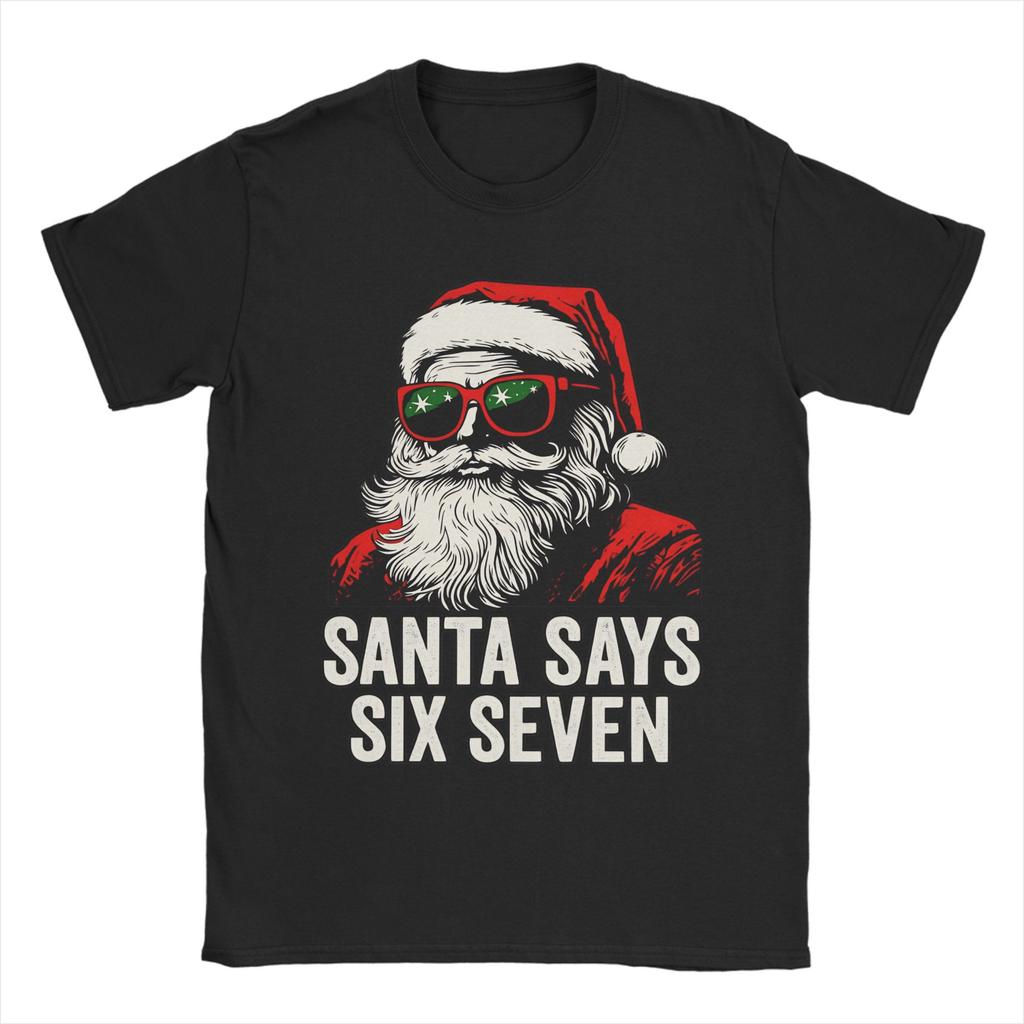 Julen Tomten Säger Sex Sju 67 T-Shirt Strand Bomulls T-Shirts För Män Mode Tryck T-Shirt Kortärmad Vintage Kläder