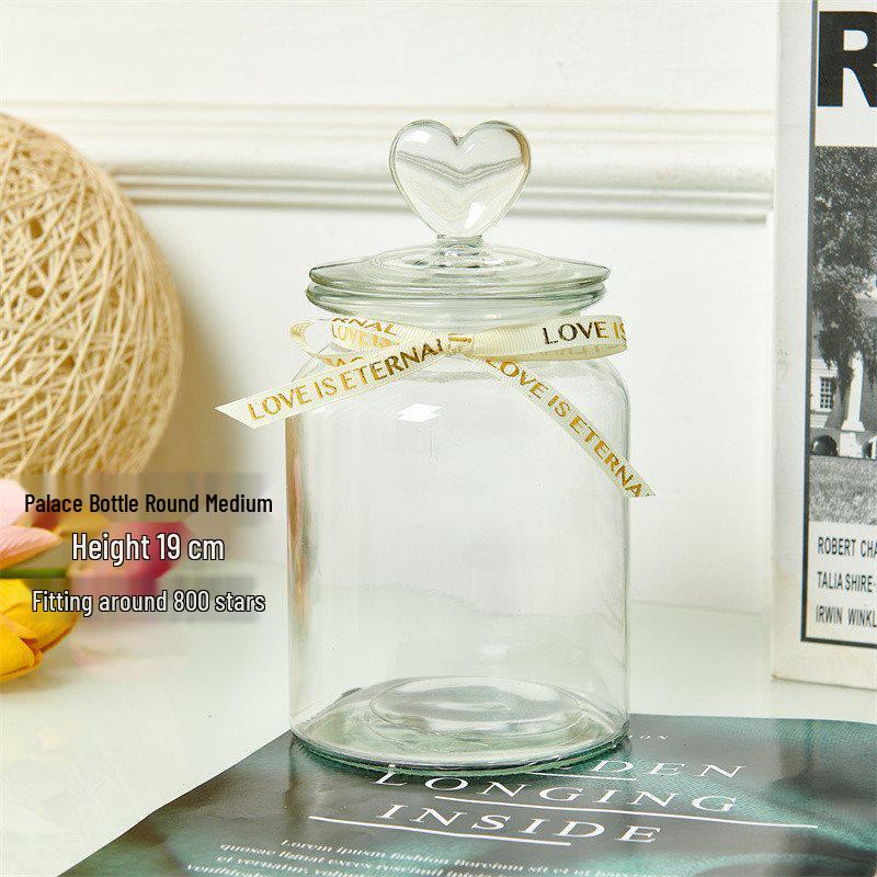 Creative Glass Bottle with Sand, Shells, Lucky Stars, Paper Cranes, and Rainbow Pentagrams