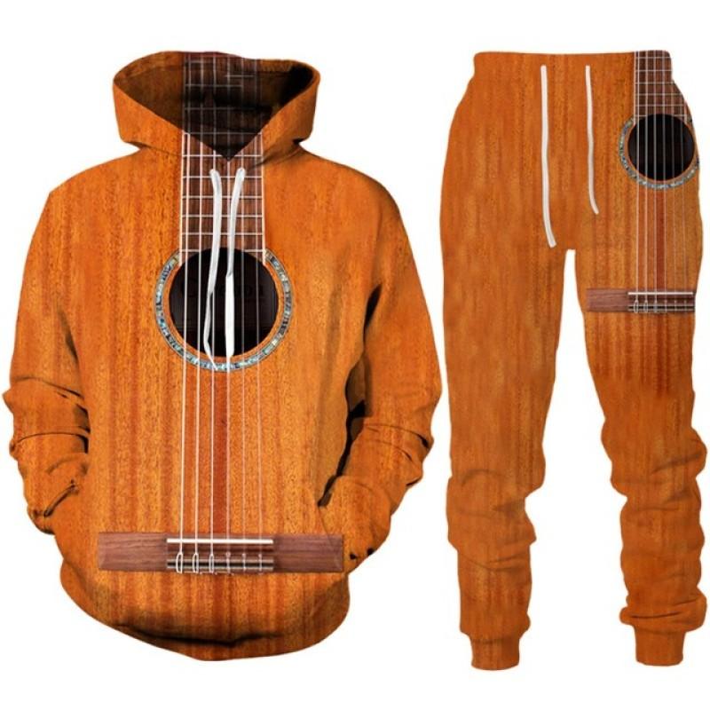 Funny Guitar Men's 3D Print Hoodies/Pants/Suit Harajuku Vintage Couple Tracksuit Set Personality Hip Hop Streetwear Clothing