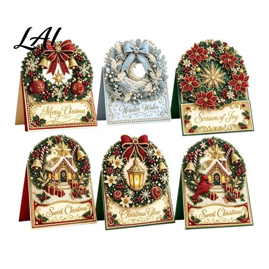 3D sada uměleckých řemesel s falešnými perličkami Sada na výrobu vánočních přání DIY Pop-Up sněhulák Sváteční ozdoby na doma Santa Claus Sob Věnec Přání Ručně vyrobené Vánoce Rodina a přátelé