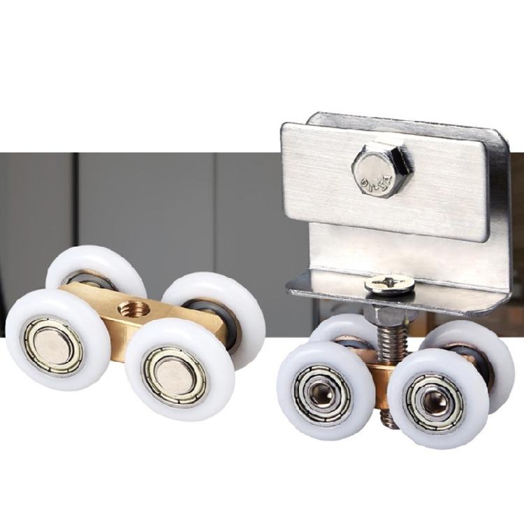 2Pcs Universal Shower Glass Door Rollers Corrosion Resistant Four Wheel Hanging Pulley Roller for Bathroom Doors
