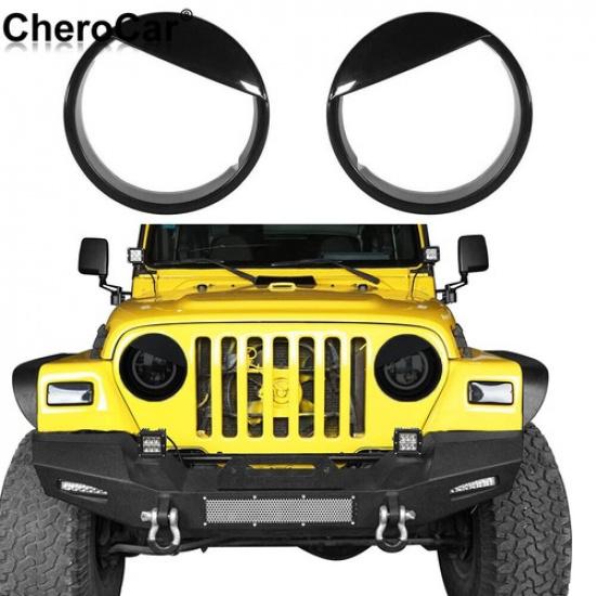 Черные ободки фар и аксессуары, накладки для 1997-06 Jeep Wrangler TJ