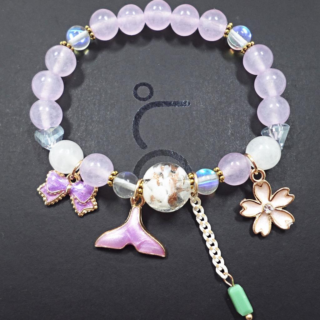 Korean Version of Chalcedony Glazed Moon Star Pendant Bracelet Burst Stone Crystal Bracelet Women's Handmade Beaded Hand Jewelry