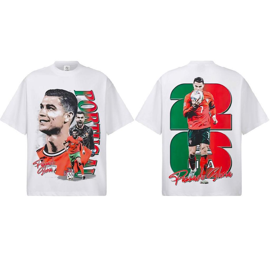 Cristiano Ronaldo Retro Distressed Heavyweight Cotton T-Shirt