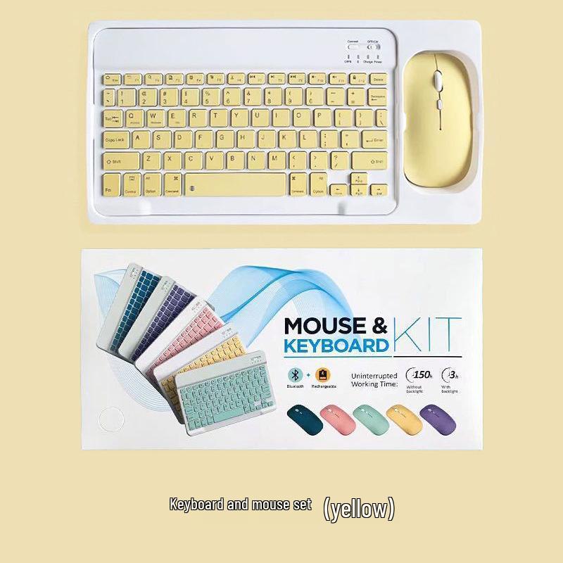 

Universal Bluetooth Keyboard & Mouse Set for Tablets & Phones - 10-inch, Supports Multiple Languages Keyboard + Battery Mouse жовтий