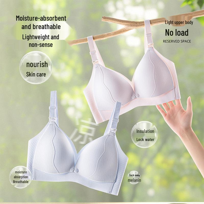 10A Antibacterial Camellia Wireless Nursing Bra - Front Open, Big Bust Minimizer for Pregnancy & Postpartum