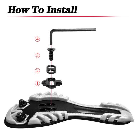 1 Set Bicycle Cycling Shoes Pedal Cleat with Hex Wrench MTB Mountain Road Bike Self-locking Pedal Cleats Replacement Bike Accessories
