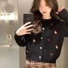 Round Neck Embroidered Single Breasted Long Sleeve Knit Top Women Autumn Korean Versatile Cropped Coat