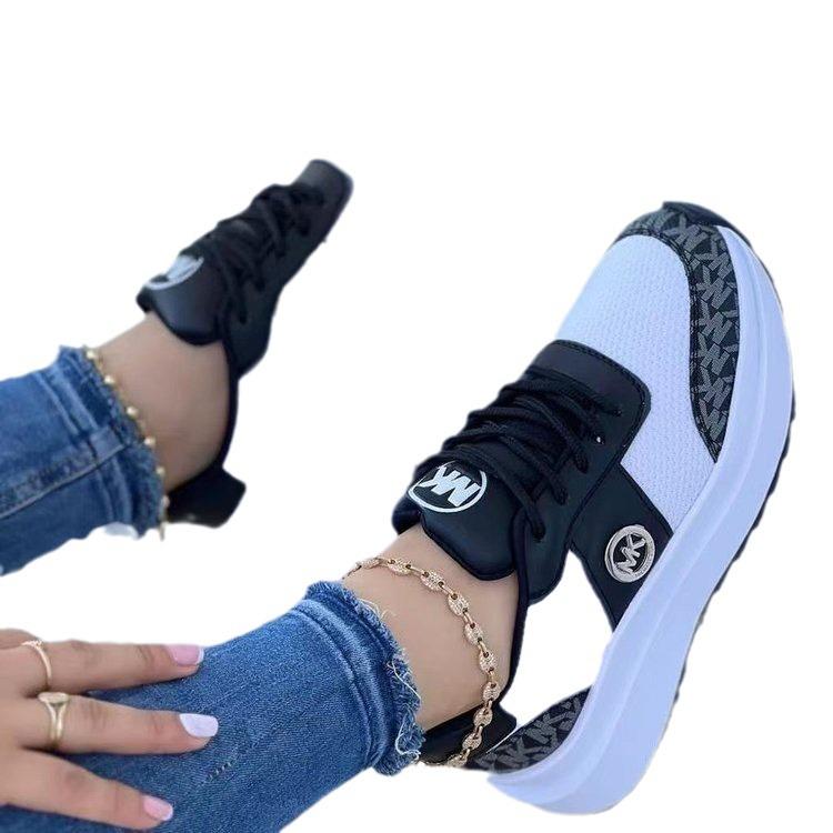 2023 Spring Plus Size Color Block Thick Sole Round Toe Casual Sports Shoes