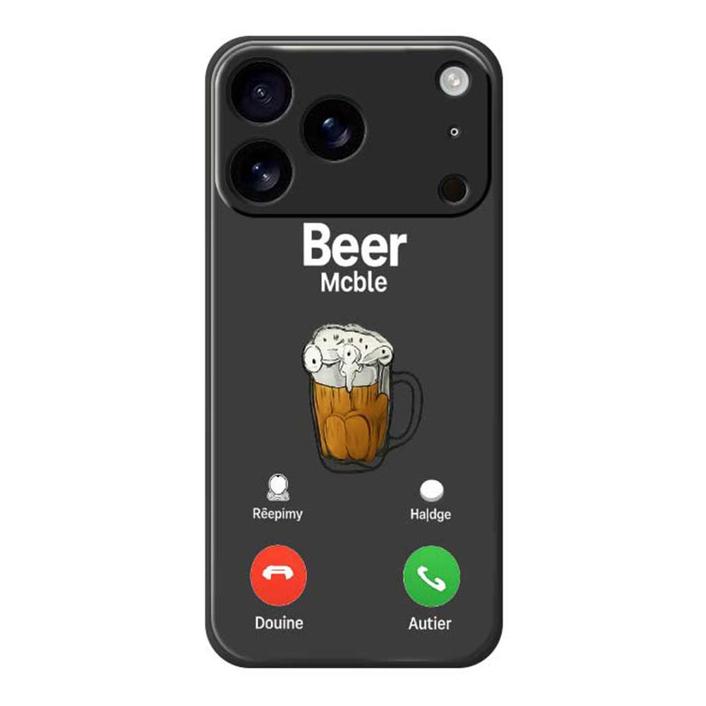 

For iPhone 17 Pro Max Case Beer Pattern Printing Straight Edge TPU Phone Back Cover Black