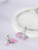 Charms Silber Rosa Schleife Herz Wecker Perlen Charm Kupferbeschichtet Passend für Charms Original Armband Zum Schmuck basteln DIY Charm
