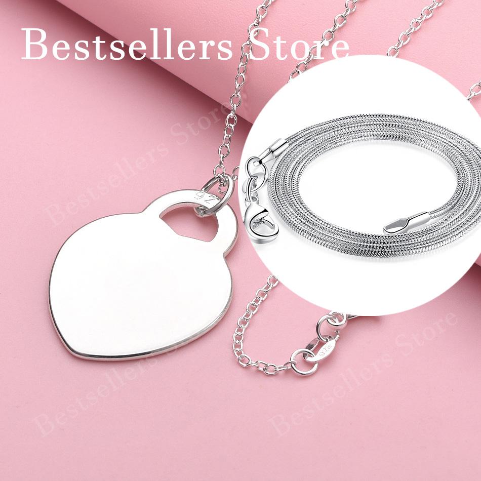 925 Sterling Silver 16-30 Inch Women's Exquisite Bright Face Heart-shaped Pendant Necklace Accessories, Wedding Fashion Jewelry