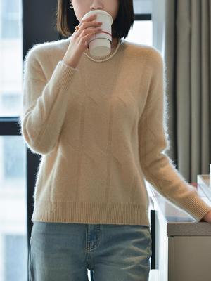 Women's Cashmere Sweater 30% Cashmere 70% Wool Autumn and Winter Cashmere Pullover Soft and Warm
