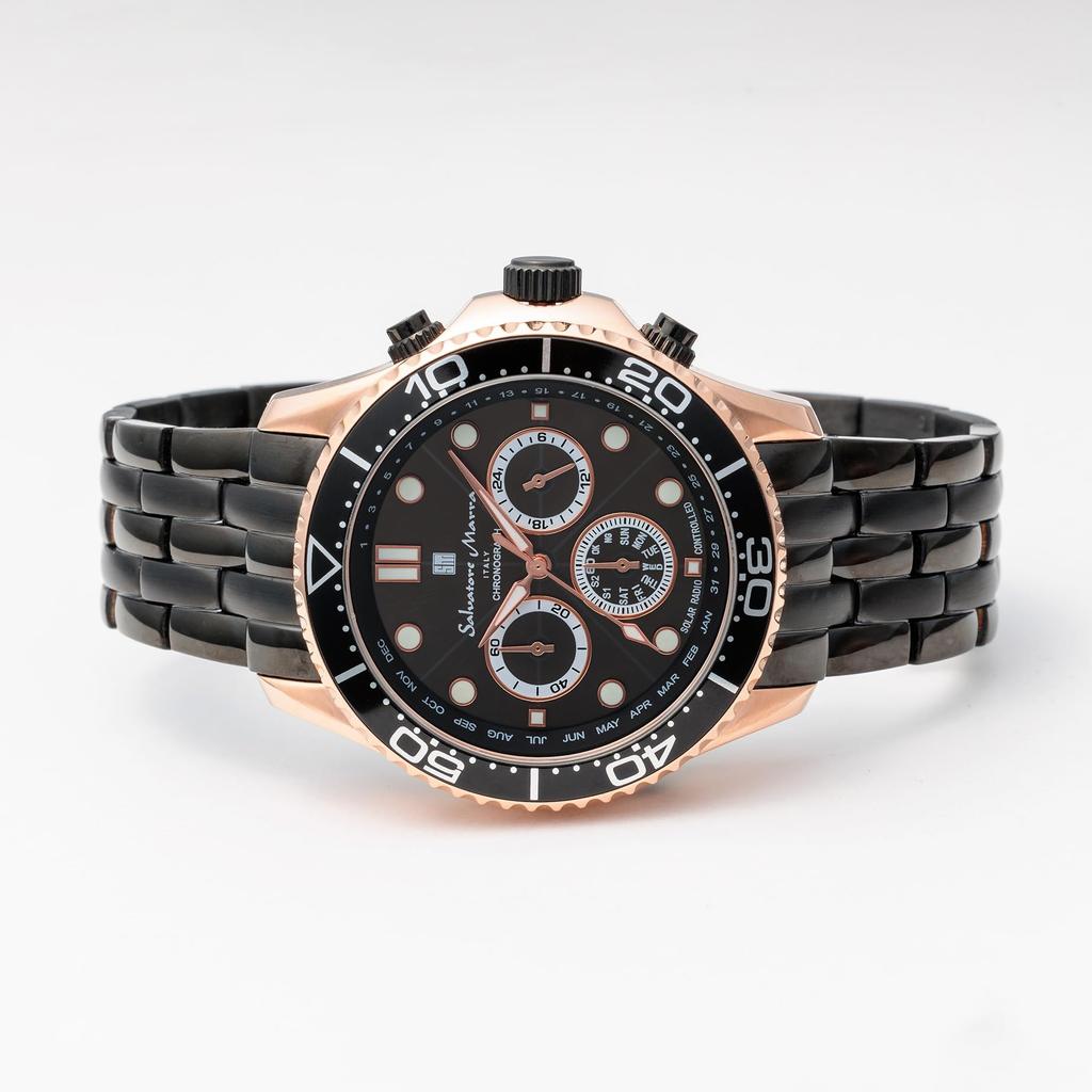 Salvatore Marra Solar Analog Quartz Limited Edition Men's Radio-Controlled Watch, Movement, Waterproof, PGBK,