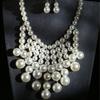 European and American Handmade Pearl Fringed Necklace Earrings Set Luxury Pearl Jewelry Set