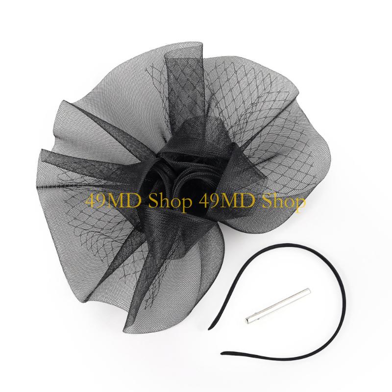 

49MD Lightweight Bride Hair Accessory Fascinators Hat Flower Mesh Headpiece For Photoshoots Comfort Outdoor Wedding Essential чёрный