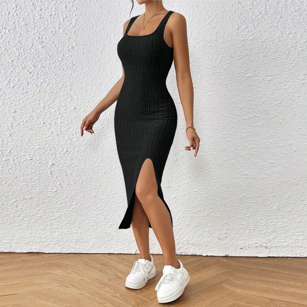Women's Fashion Color Sleeveless Dress