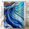Blue Ocean Waves Print Shower Curtain Waterproof Home Decor Bathroom Accessory Set Extra Long Size 72X84 Inches For $19.05 At Al
