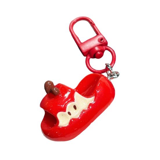 Bag Hanger 1:1 Realistic Slippers Shape Resin Keychain High Simulation Fruit Shoes Charm Lightweight Portable Key Holder