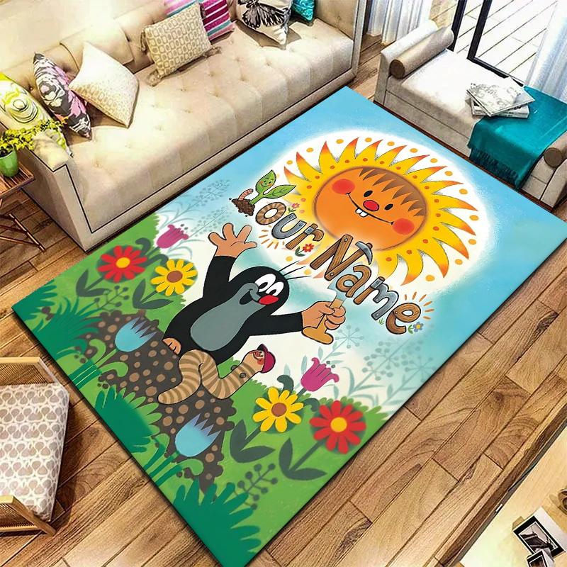 Animal Friends Garden Custom Name Carpet Rug For Living Room Bedroom Home Sofa Decoration Kids Play Nonslip Floor Mat