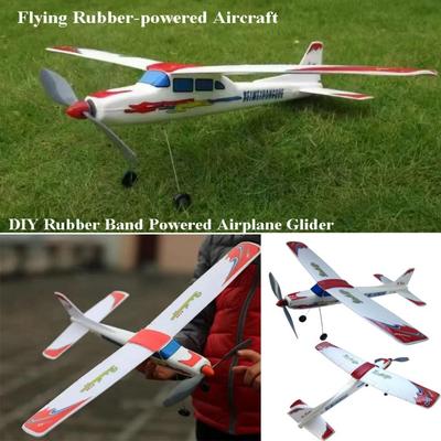 DIY Rubber Band Powered Airplane Red&White School Student Model Airplane