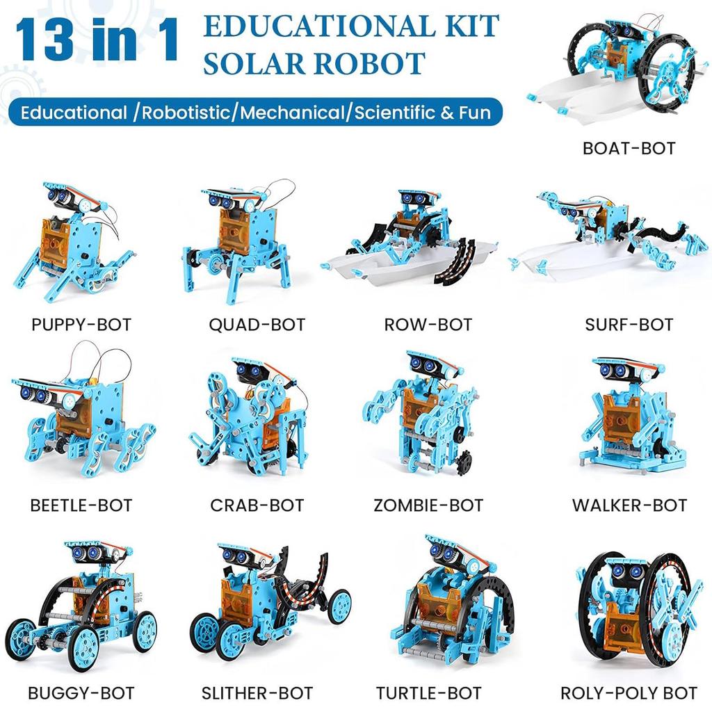 13-in-1 Solar & Battery Dual-Use DIY Robot Toy Kit