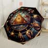 Astrological Horoscope Symbols Compact Travel Automatic Umbrella Retractable Design with 8-Rib Durability Compact Design Travel Essential