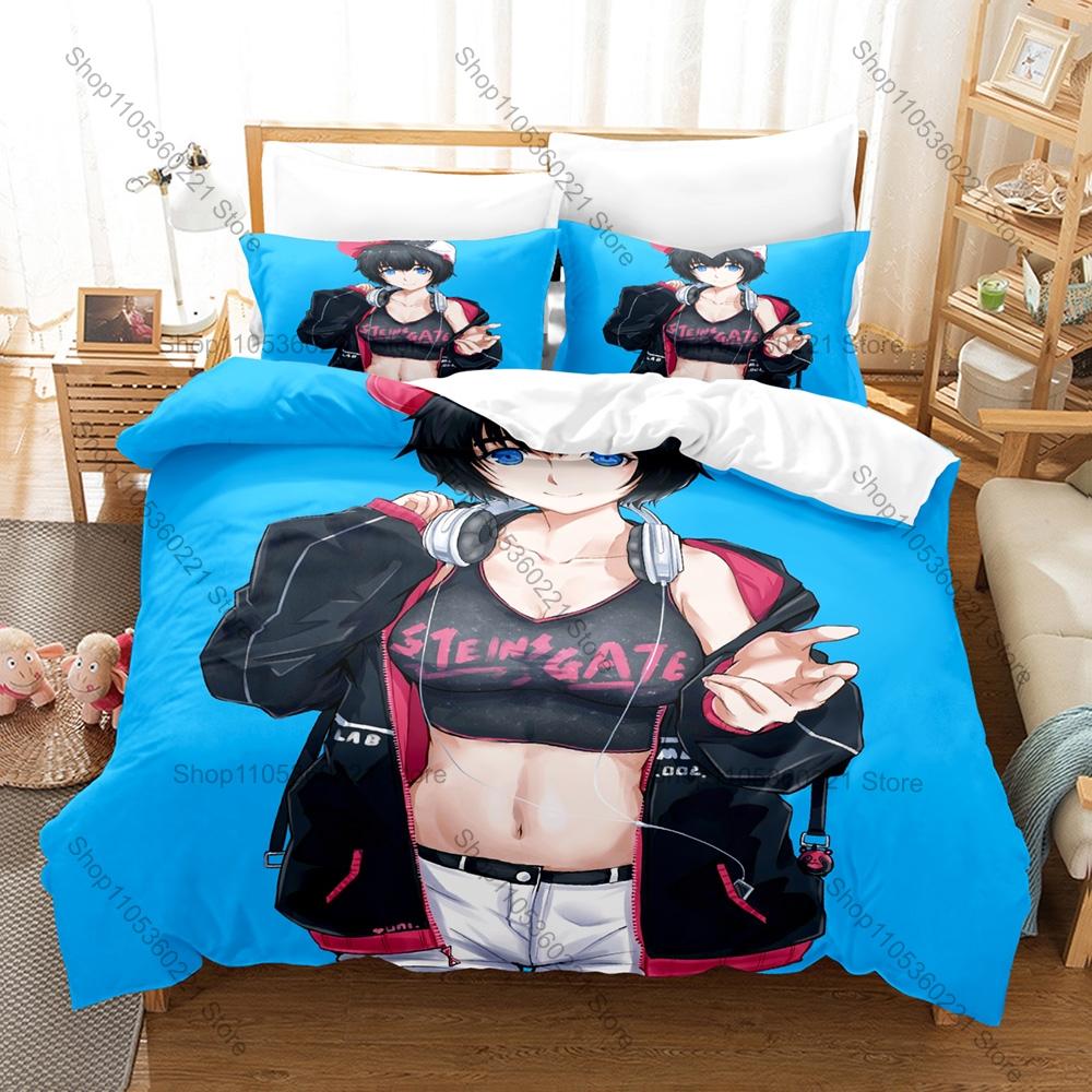 Time Travel Anime Bedding Set, Duvet Cover + 2 Pillowcases, Steins Gate Design, Comfortable Home Textiles