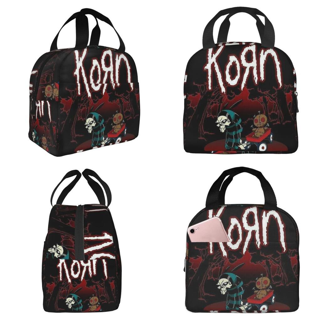 Korn Heavy Metal Band Album Tour 2024 Insulated Lunch Bag for Women Office Cooler Thermal Food Box Tote Lunch Boxes Container