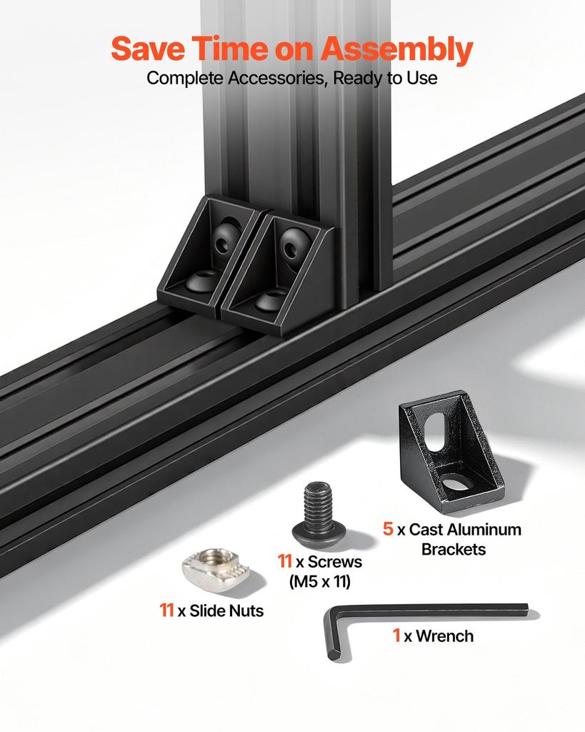 5PCS 2040 Aluminum Extrusion Profile, 78.74 Inch 2000 mm, V Slot European Standard Anodized Linear Rail, High-Strength Extruded Aluminum Rail, for 3D