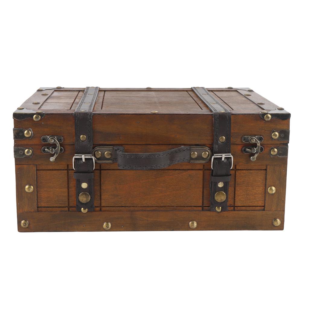 Wooden Chest Wooden Chest Portable Vintage Distressed Multifunctional Wood Storage Trunk Handbag for Clothes Toys Photo Prop