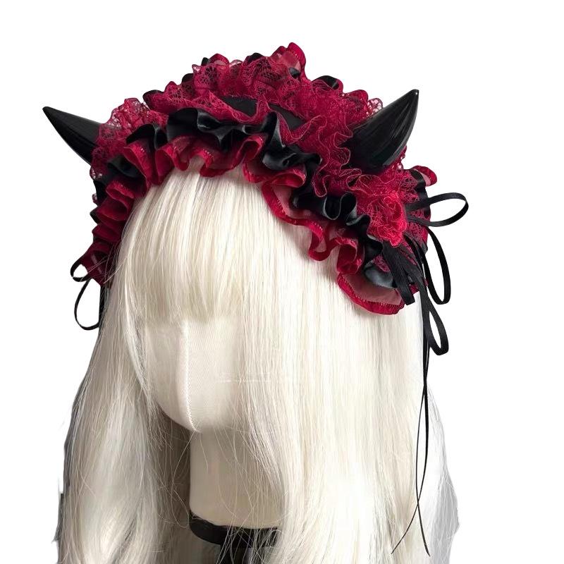 Gothic Lolita Devil Horns Headband - Versatile Halloween Hair Accessory