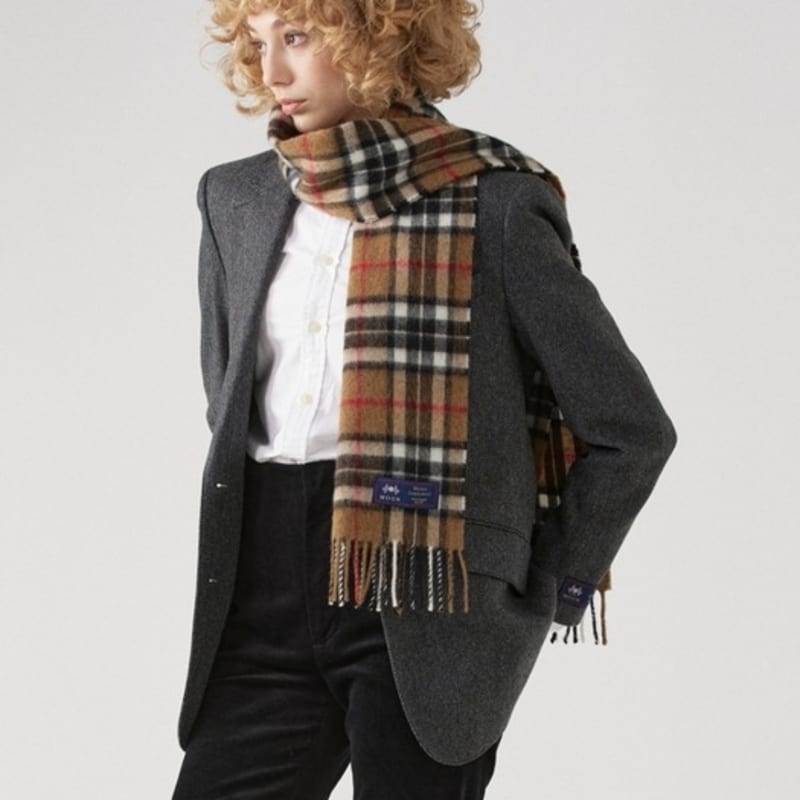 ABRAHAM MOON Merino Wool Muffler 25cm - Camel Thompson