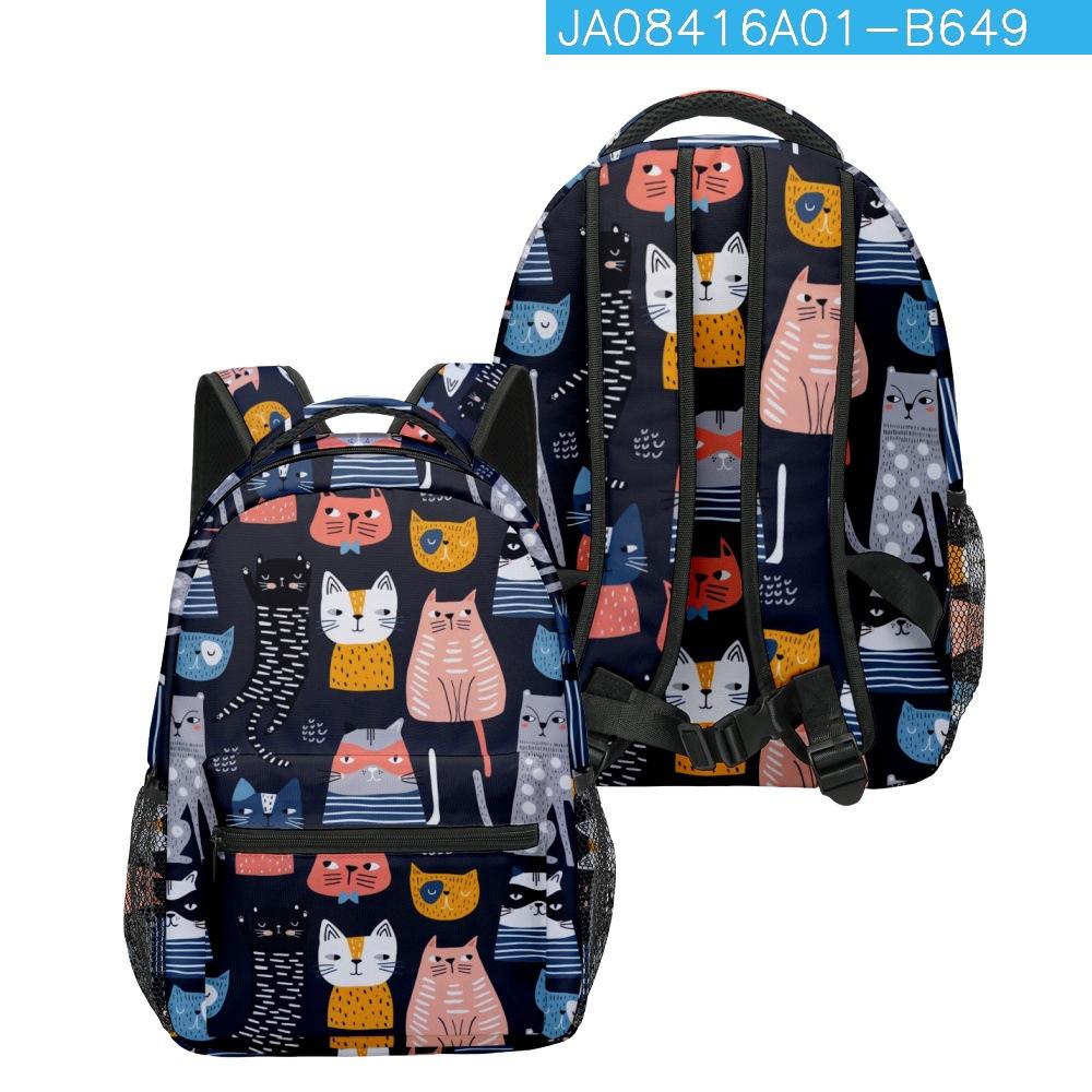 Trendy Kpop Youthful School Bags Unisex Cats Travel Bags 3D Print Oxford Waterproof Notebook Shoulder Backpacks