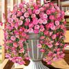 4 Bundles  Artificial Morning Glory Flowers Outdoor Fake Wildflowers For Garden Porch Home Hanging Decor Spring Summer