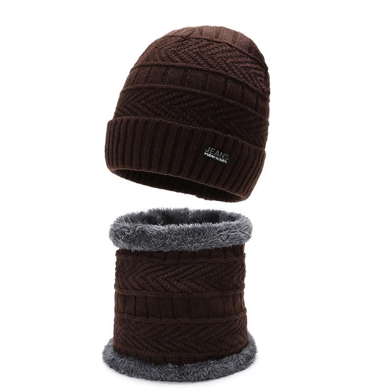 Spot winter knitted hat men's outdoor warm and cold neck protection two-piece hat women's cycling thickened wool hat