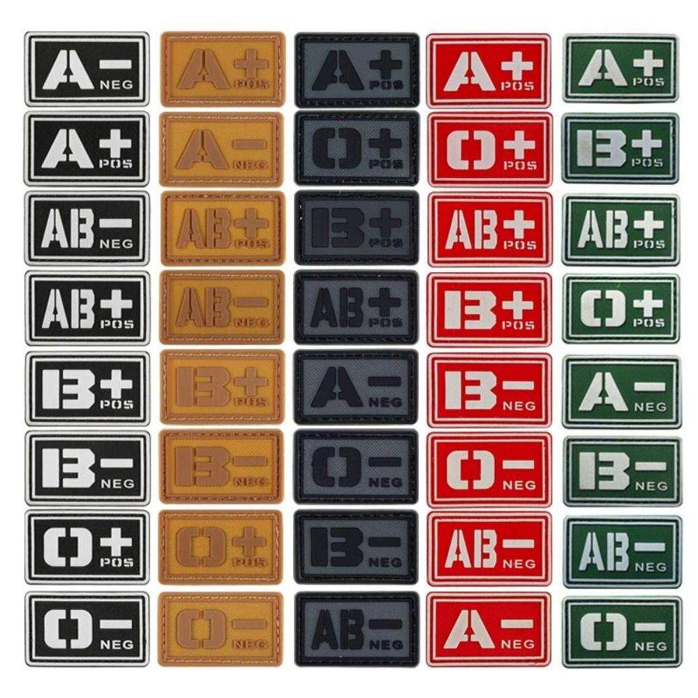 PVC Glue Stamp Blood Type Magic Sticker Embroidered Patch Emergency Armband  Helmet Decoration