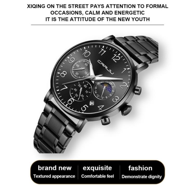 CRRJU-2276 Men's Watch Casual Personality Watch Men's Watch Student Watch Simple Steel Band Calendar