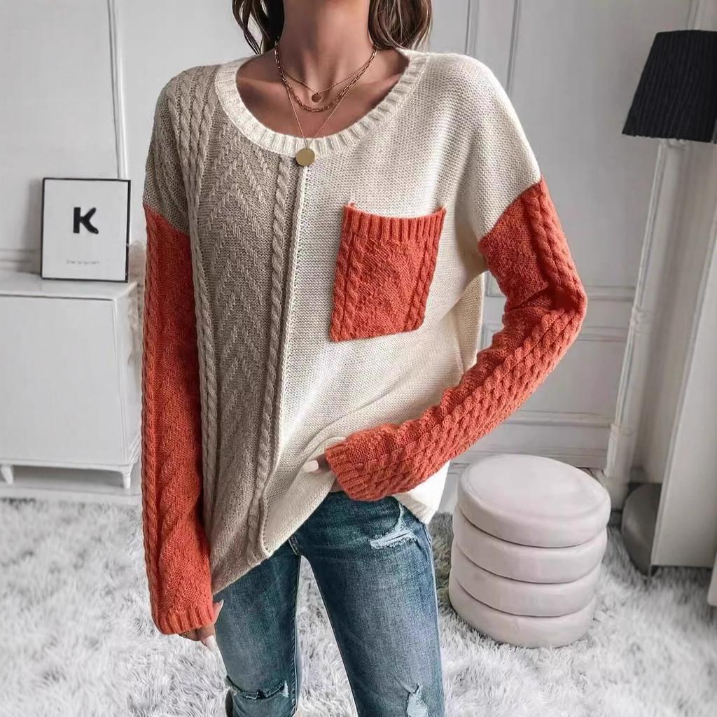 New Sweaters, Women's Clothing, Casual Patchwork Pockets, Pullover Knitted Sweater, Women's Top Sweater, Winter Inner Top