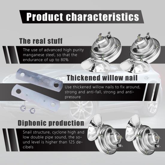 2Pcs 12V Car Snail Air Electric Waterproof Horn Driving Durable Enhance Safety Automotive