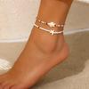 Boho Anklet Multi-layer Beads Chain Starfish Pendant Ankle Summer Bracelet Charm Sandals Barefoot Beach Foot Bridal Jewelry A080
