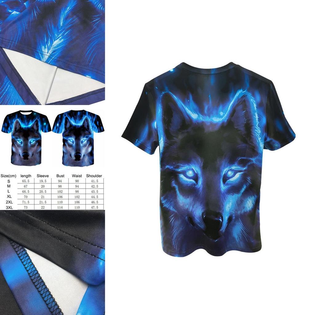 Fashion Men Wolf 3d Print T-shirts With Vibrant Colors And Premium Polyester Fabric