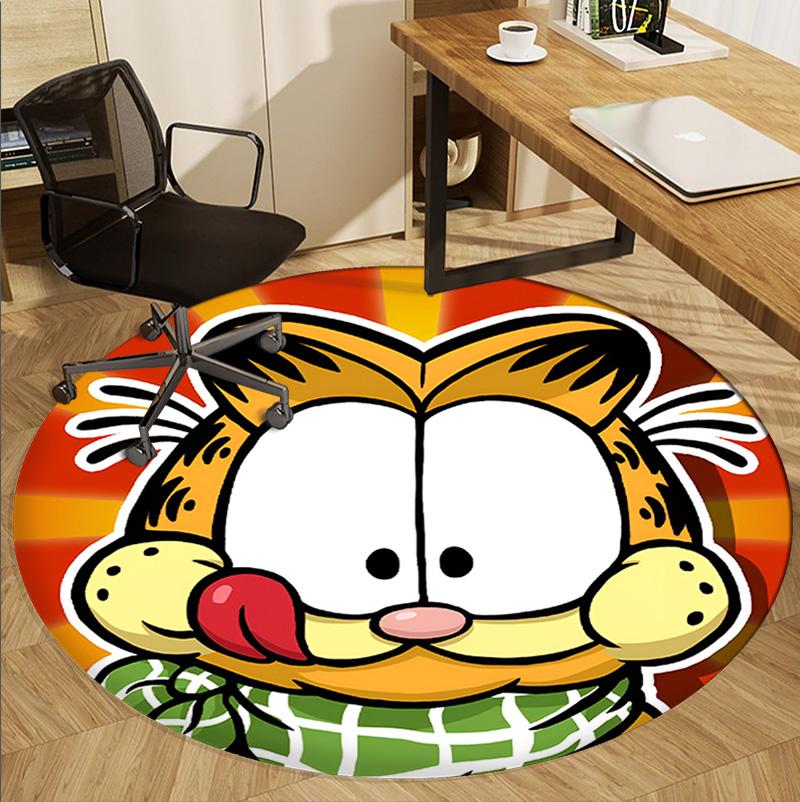 Garfield Pattern Round Rug, Indoor/Outdoor Mat, for Picnic, Gameroom, Bedroom, Office, Living Room, Home Decor Carpet, Birthday Gift