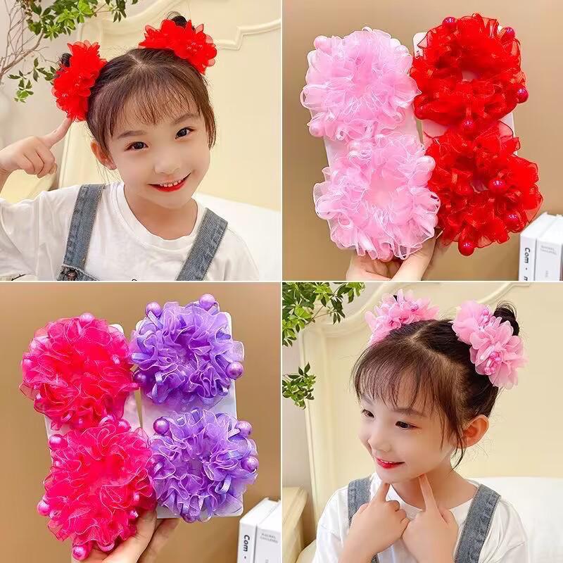 Girls' Flower Hair Tie - Cute Princess Bun Headdress for Performances